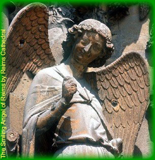 The Smiling Angel of Reims by Reims Cathedral